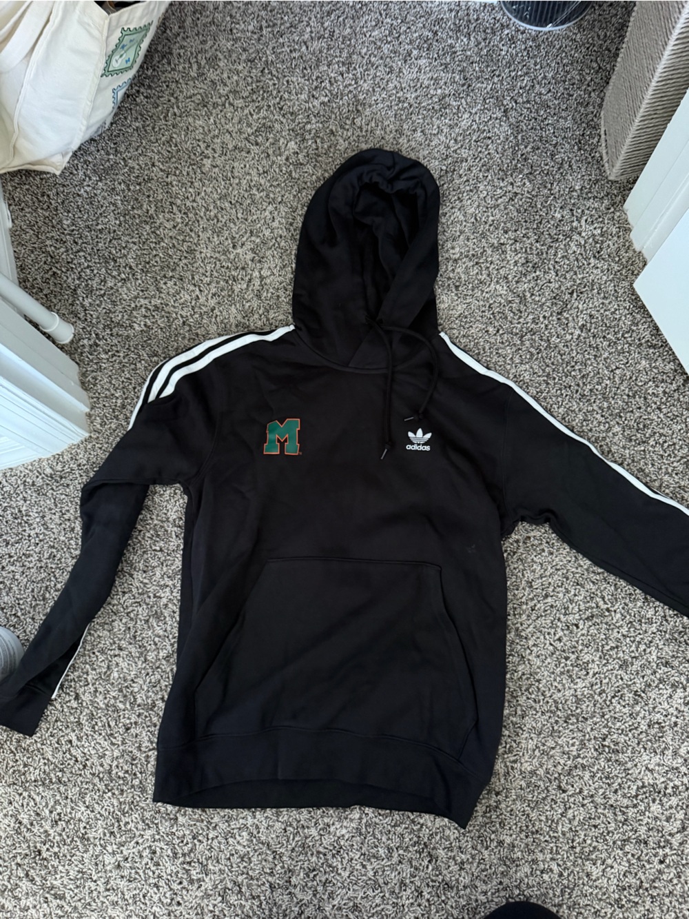 Adidas U Miami Black Hoodie with Green & Orange logo